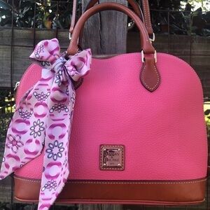 DB Dooney & Bourke Dome Zip Zip Zipper HOT PINK Satchel Bag